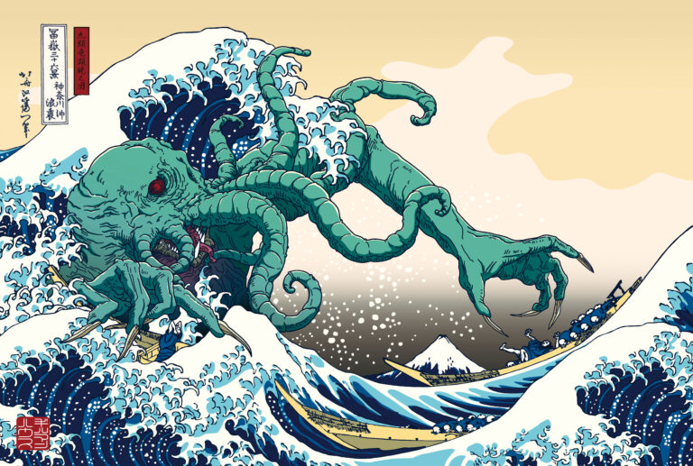 邪神三十六景 複製原画（大）『神奈川沖浪裏 九頭竜顕現之図』
